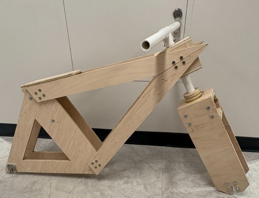 Completed wooden bike frame prototype